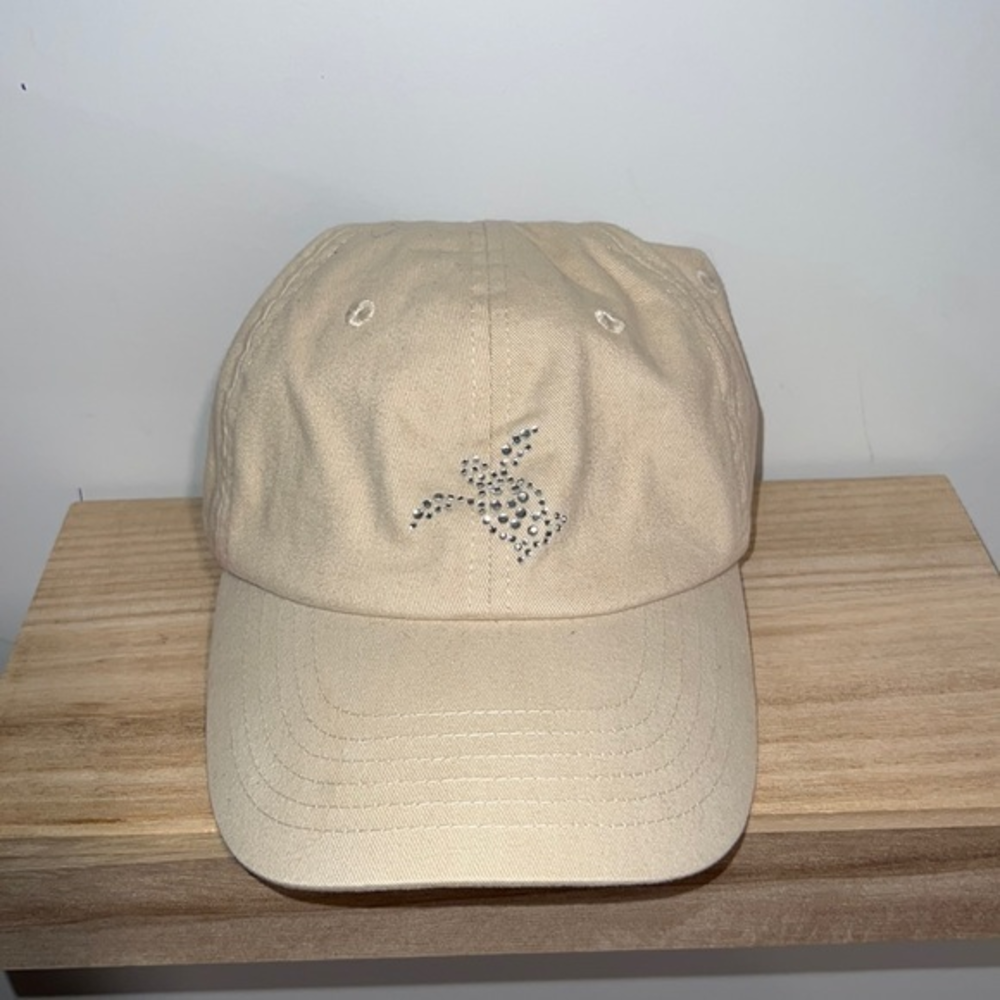 Turtle‎ bedazzled nude cream hat y2k